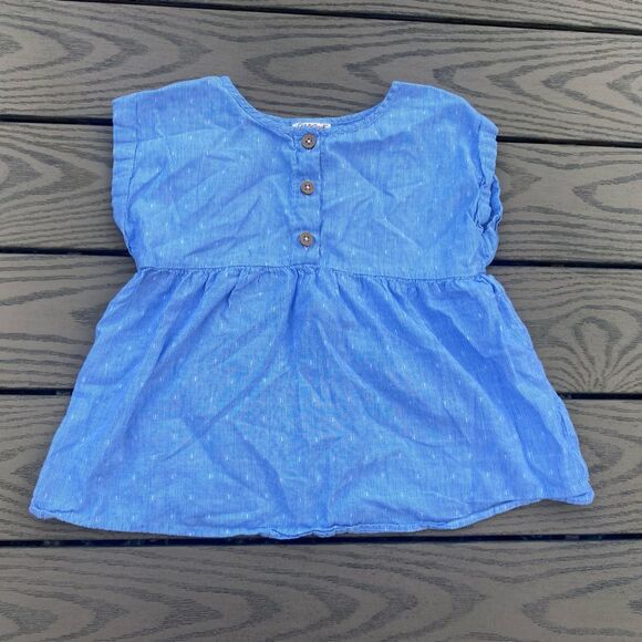 Cat& Jack medium 7/8 blue short sleeve little girls top - Picture 2 of 5